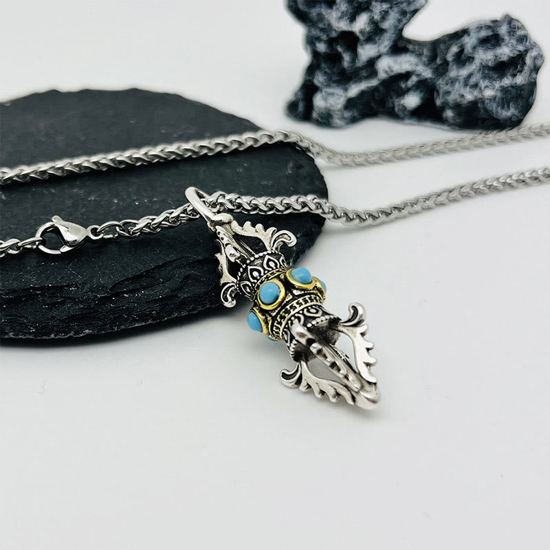Copper Spiritual Necklace with Tibet Vajra Dorje Pendant | Luck & Wealth
