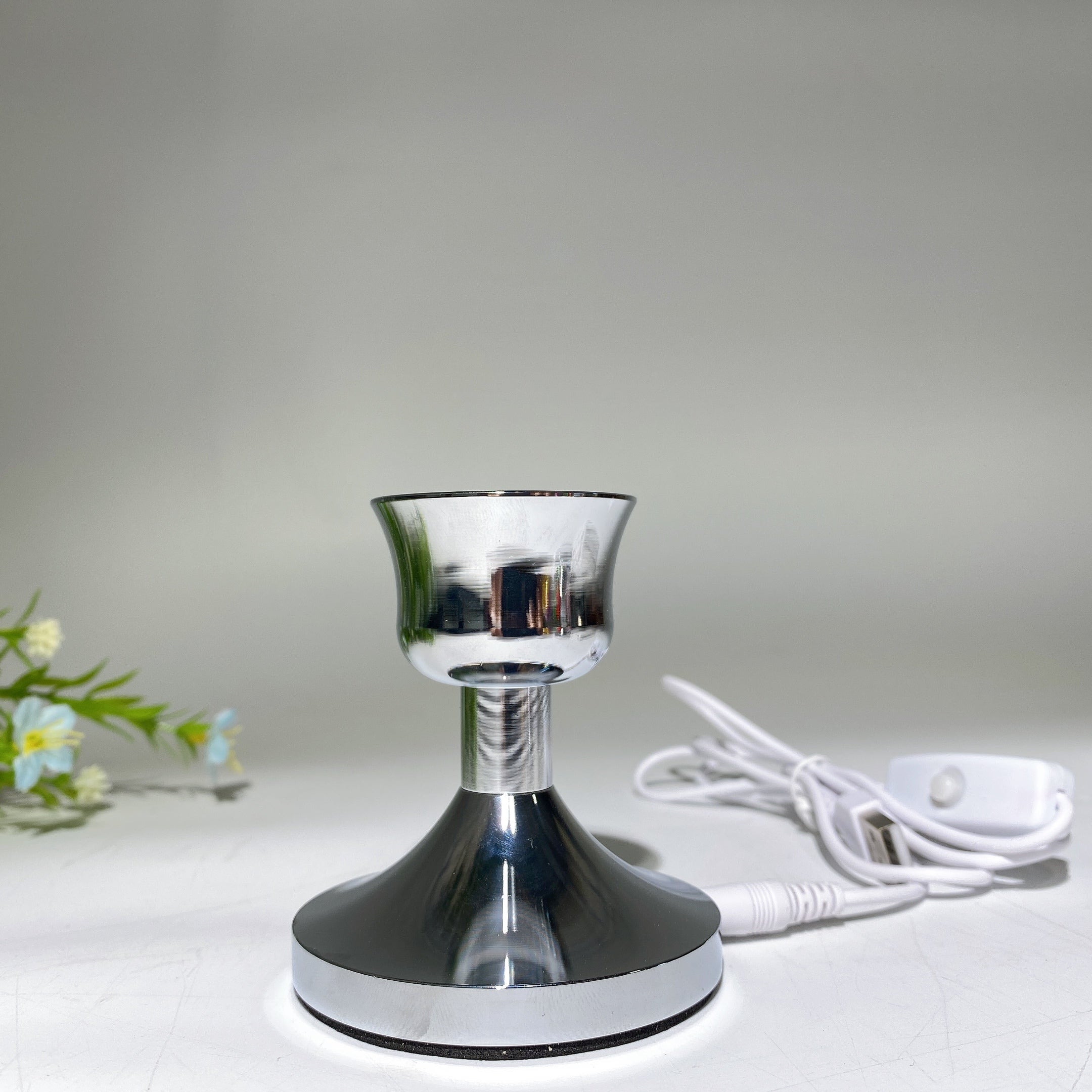 75mm Silver Crystal Lamp Stand USB Healing Light