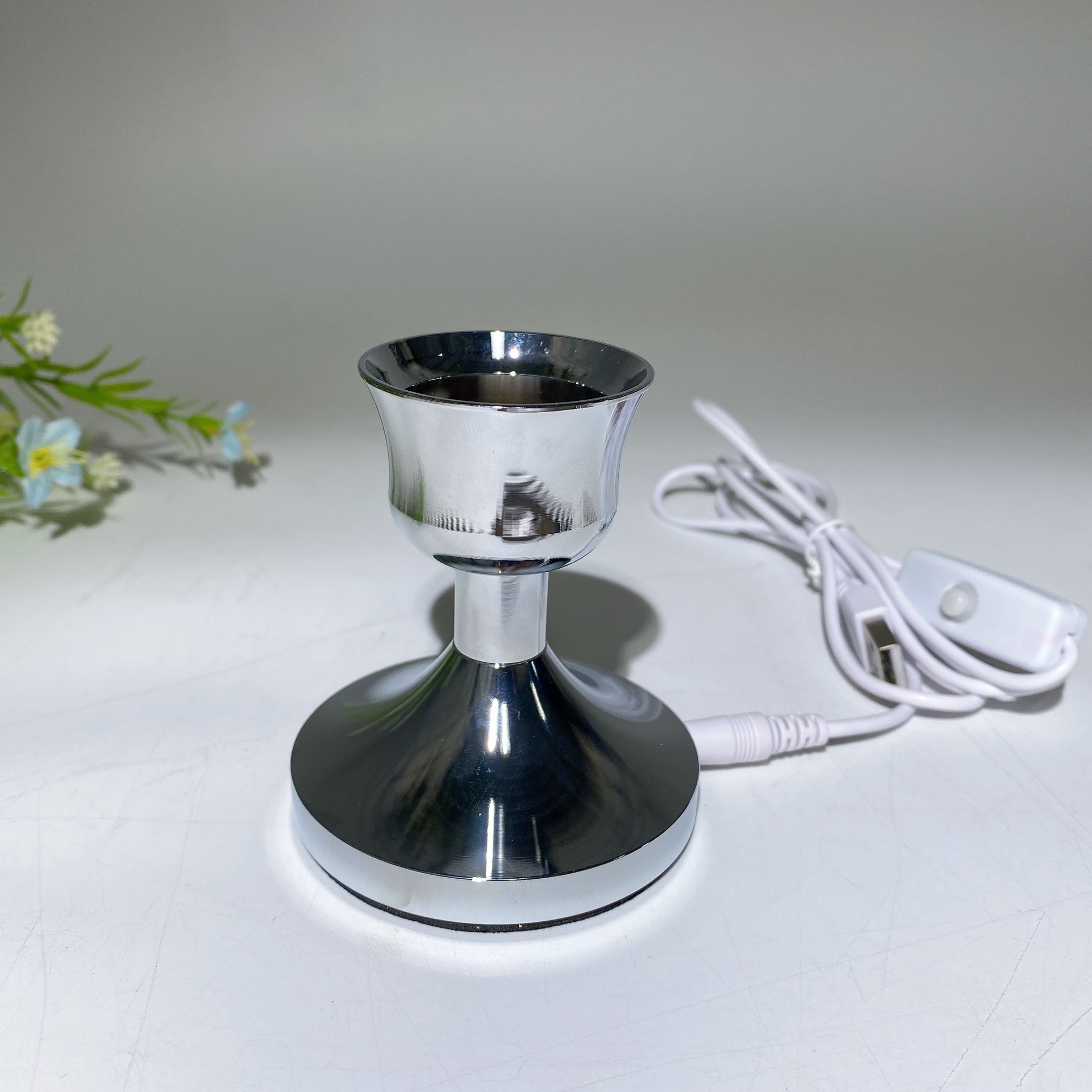 75mm Silver Crystal Lamp Stand USB Healing Light