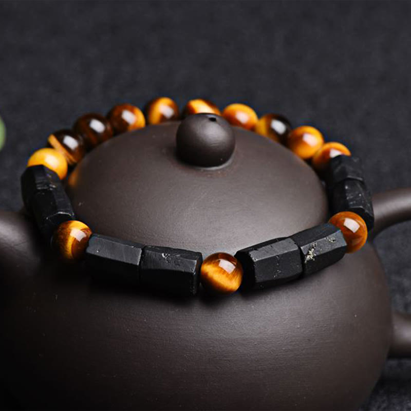 8mm Black Tourmaline Tiger Eye Protection Bracelet