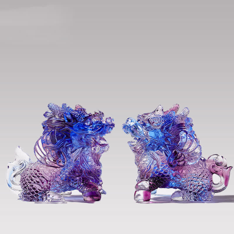 Liuli Feng Shui Kirin Crystal Art Piece for Zen Decor