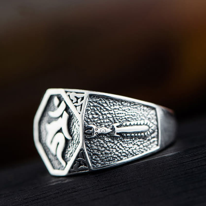 925 Sterling Silver Sanskrit Protection Spiritual Ring Adjustable