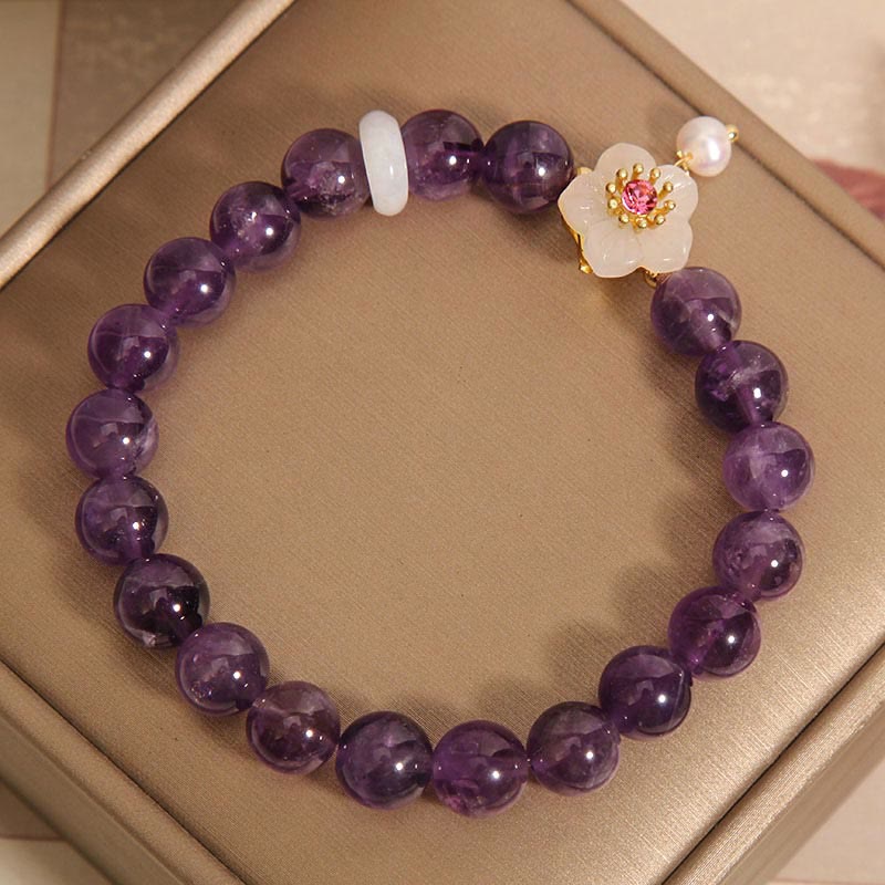 Amethyst White Agate Pearl Balance Bracelet 14-17cm Wrist