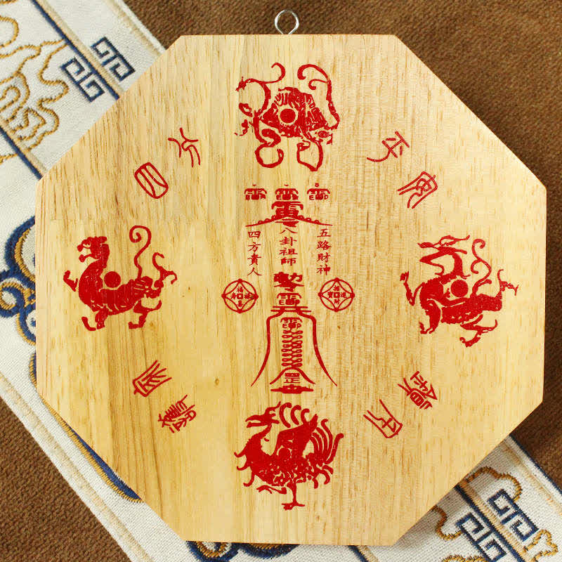 10cm Peach Wood Feng Shui Bagua Map Mirror for Balance