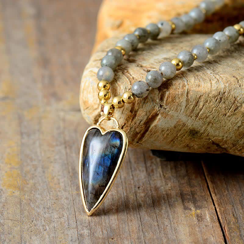 Labradorite Support Healing Necklace Pendant 45cm