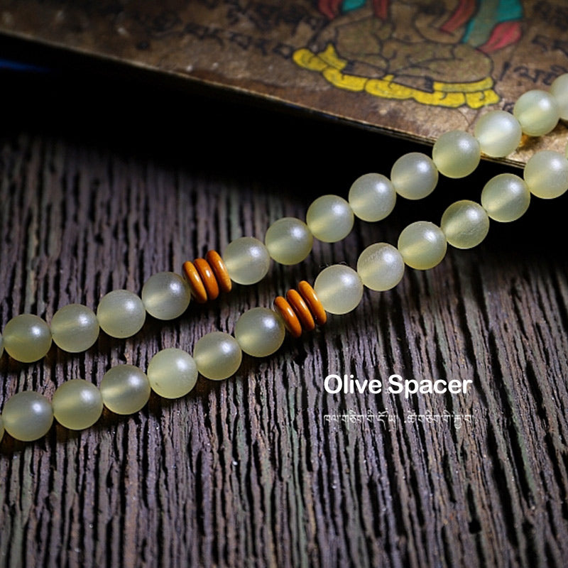 8mm Sheep Horn Amber Luck Gemstone Mala Bracelet
