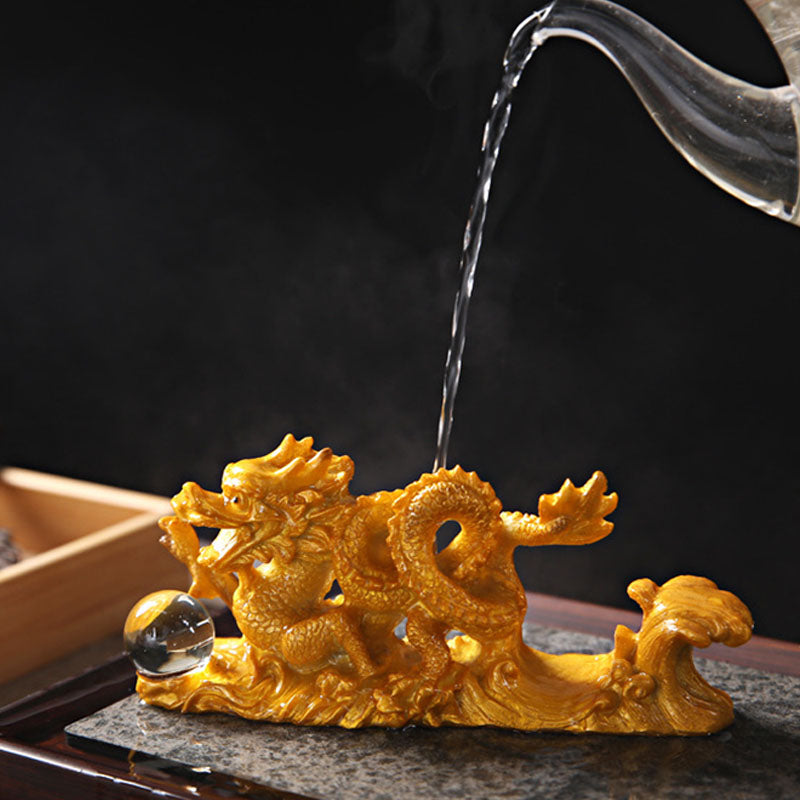 Color Changing Resin Chinese Dragon Figurine for Luck and Success