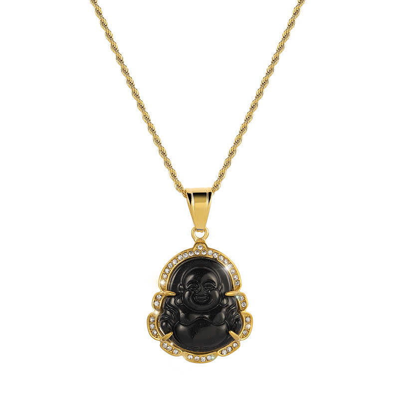 Laughing Buddha Feng Shui Jade Prosperity Necklace