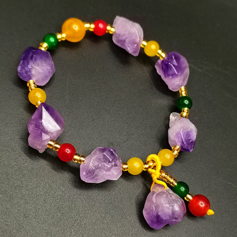 Amethyst Fortune Healing Bracelet with 15-20mm Crystals
