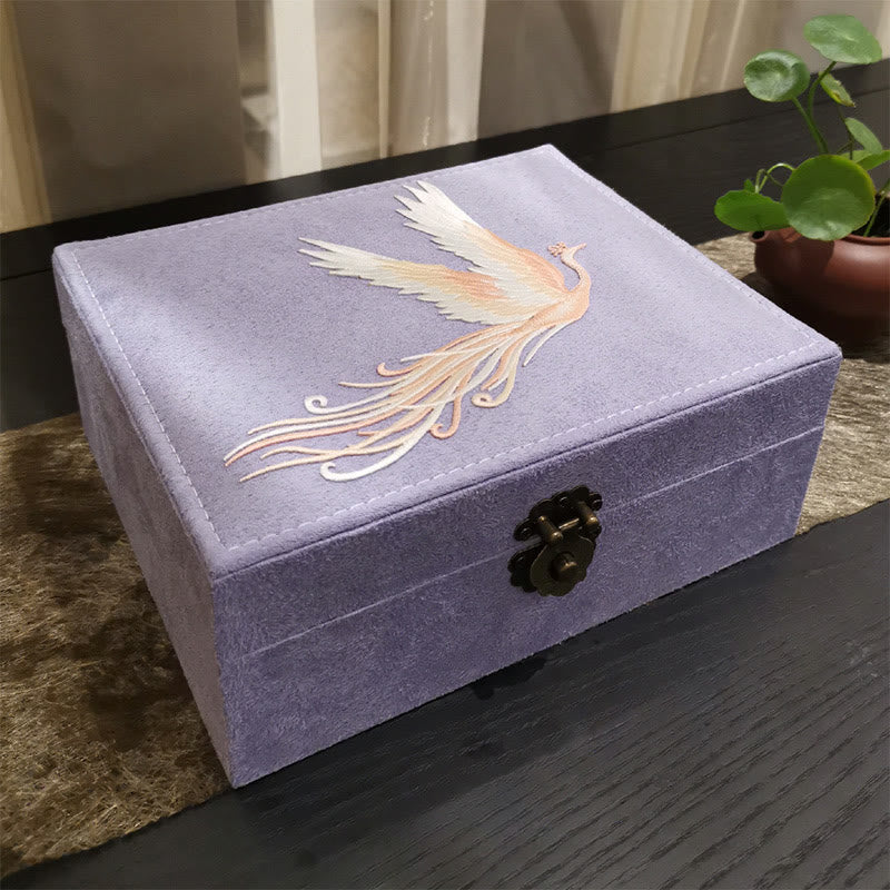 Two-Layer Purple Phoenix Flannel Jewelry Box Organizer