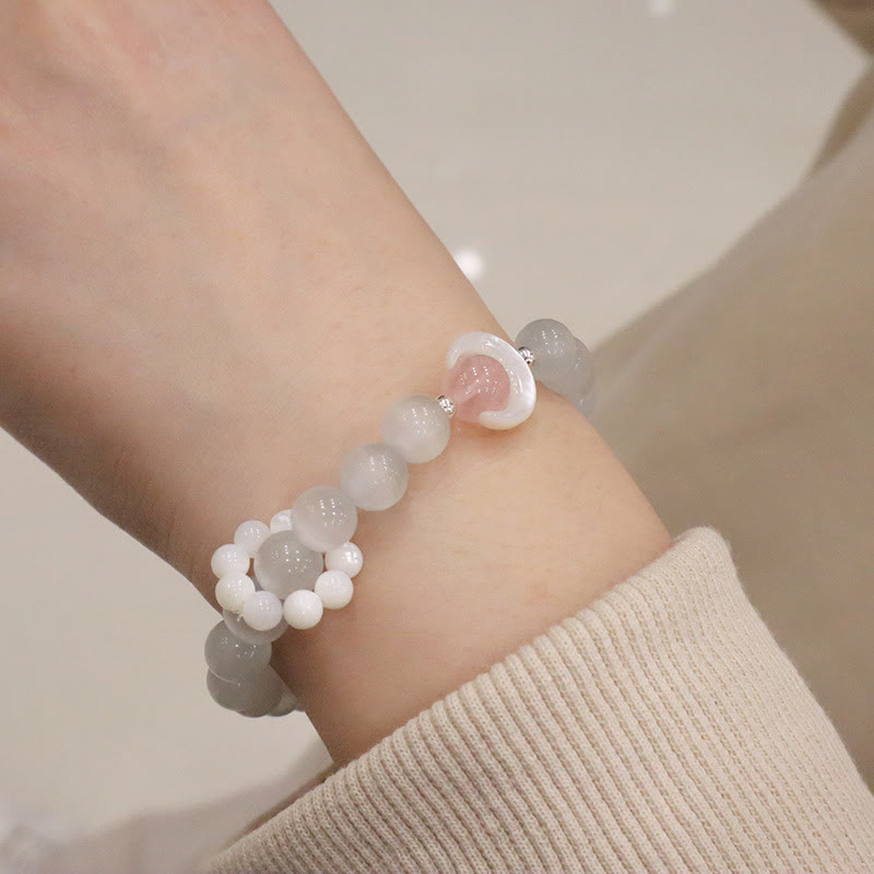 925 Sterling Silver Amethyst Crescent Moon Healing Bracelet