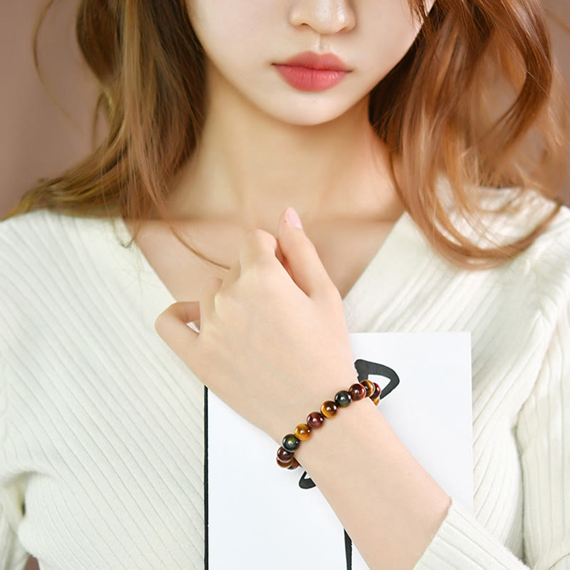 8mm Tiger Eye Bracelet for Positive Protection & Courage