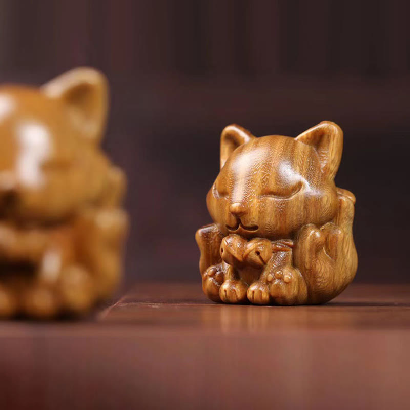 Mini Nine Tailed Fox Zen Blessing Decoration