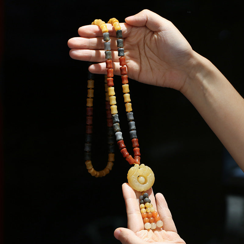 Golden Silk Jade Pendant Necklace | Wealth & Luck Charm