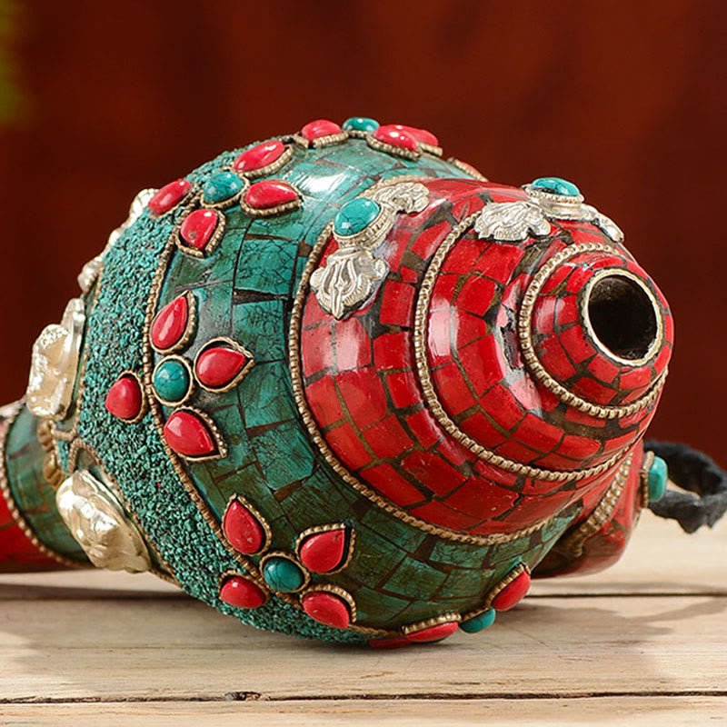 Tibetan Turquoise Shankha Conch Shell Zen Positive Decoration