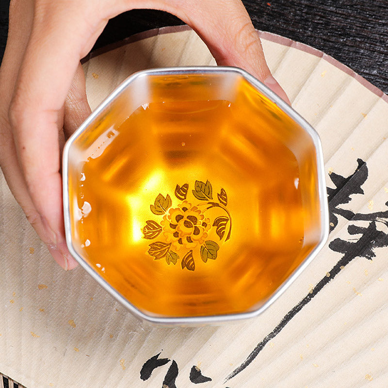 Chrysanthemum Ceramic Teacup for Zen Decor | 165ml & 100ml
