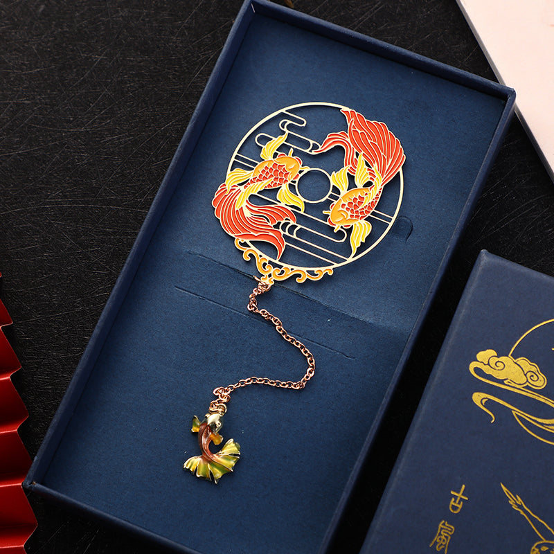 Gold Koi Fish Brass Bookmark for Spiritual Protection