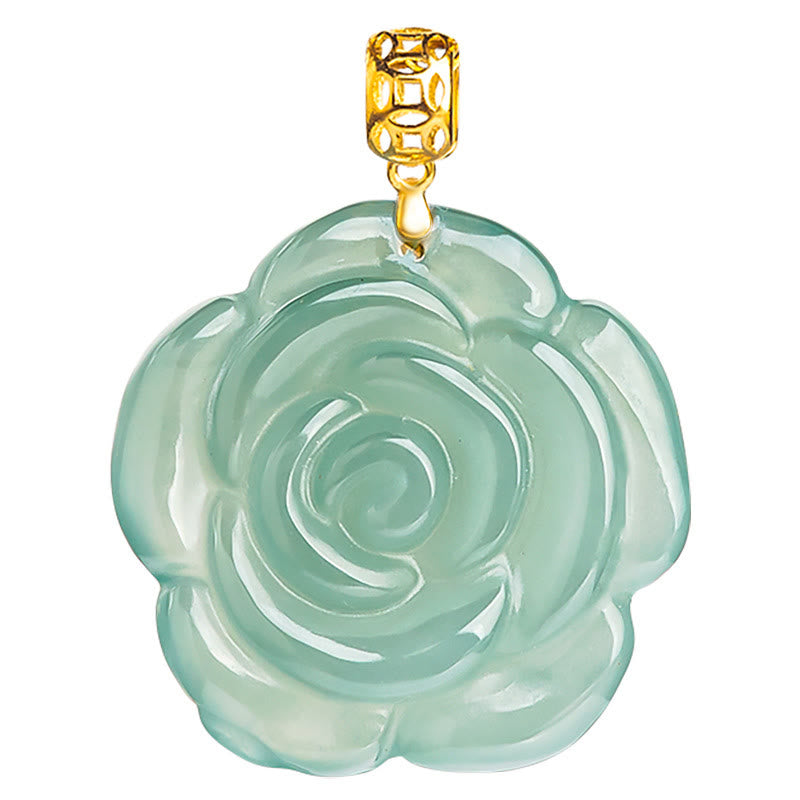925 Sterling Silver Jade Luck Necklace 18K Gold Pendant