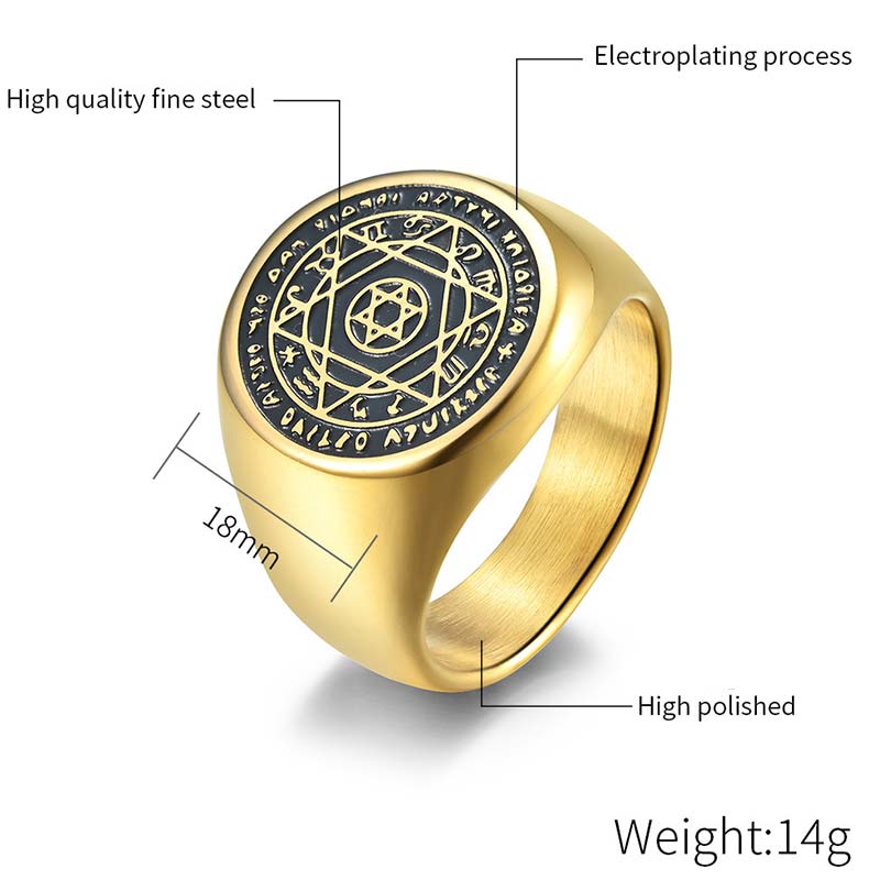 Titanium Steel Star of David Zodiac Protection Ring
