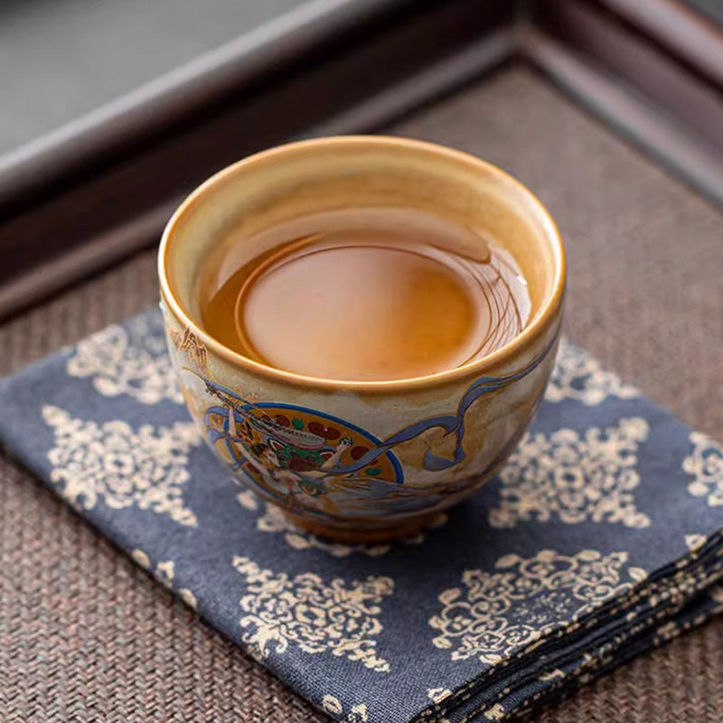 Dunhuang Flying Apsaras Ceramic Gaiwan Tea Cup 150ml