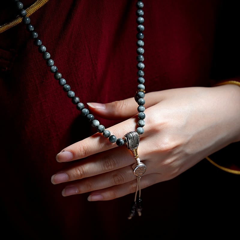 108 Beads Eagle's Eye Stone Mala Bracelet for Positive Energy