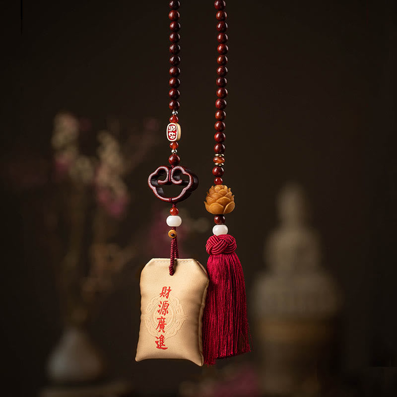 Tibetan Red Sandalwood Lotus Sachet Car Hanging Decoration