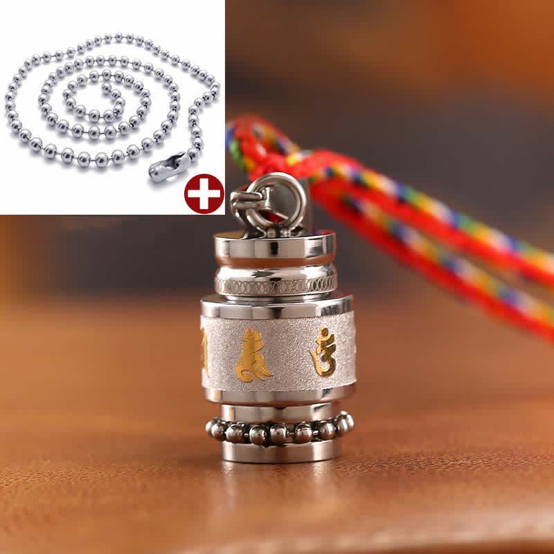 Om Mani Padme Hum Titanium Steel Wisdom Pendant 1.2cm