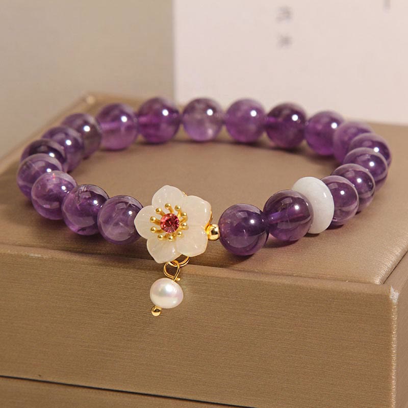 Amethyst White Agate Pearl Balance Bracelet 14-17cm Wrist