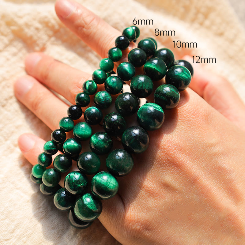 10mm Green Tiger Eye Growth Energy Bracelet