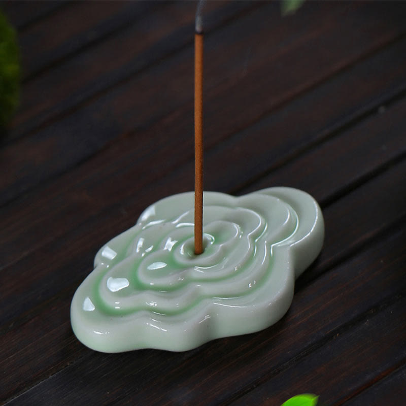 Mini Ceramic Incense Burner with Auspicious Cloud Design