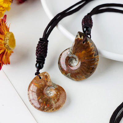Natural Ammonite Meditation Necklace Pendant for Healing