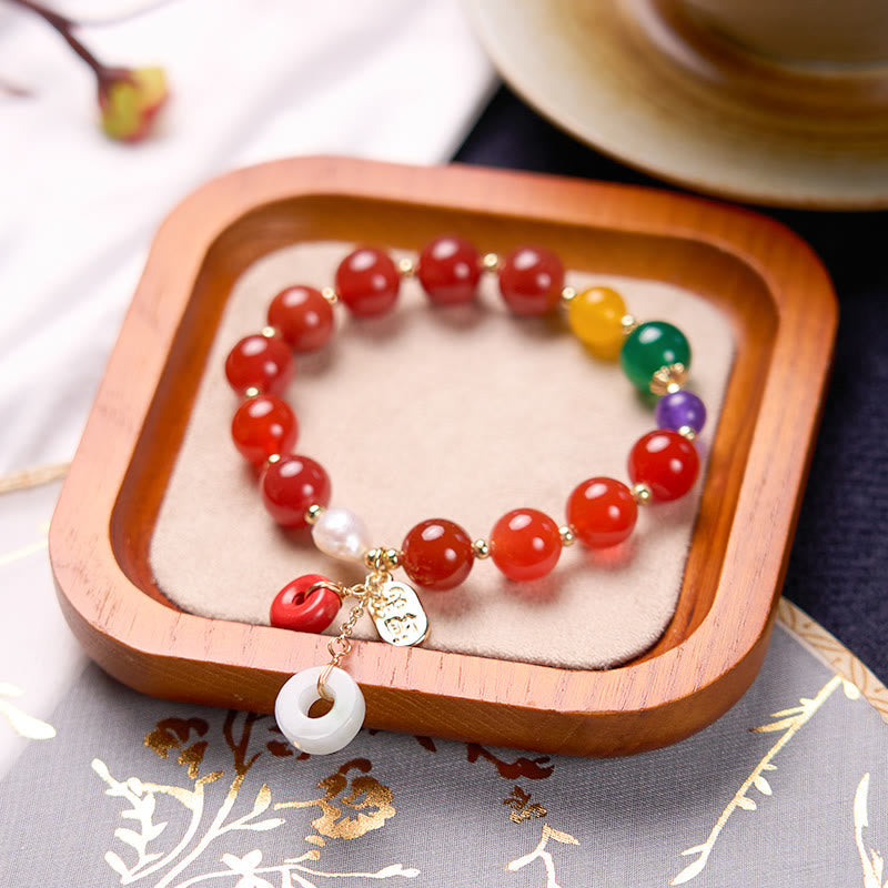 Jade Red Agate Peace Buckle Confidence Bracelet