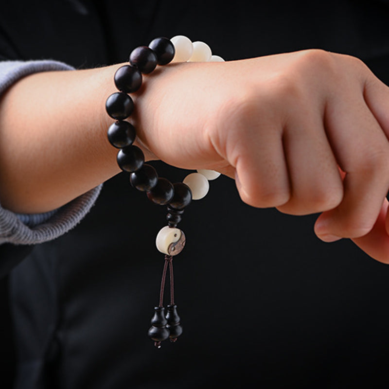 12mm Ebony Yin Yang Meditation & Protection Bracelet