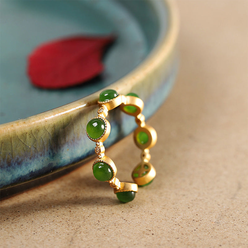 Adjustable Cyan Jade Healing Ring for Calm & Harmony