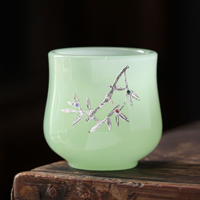 Lotus Dragon Phoenix Ceramic Tea Cup 75ml Zen Decor
