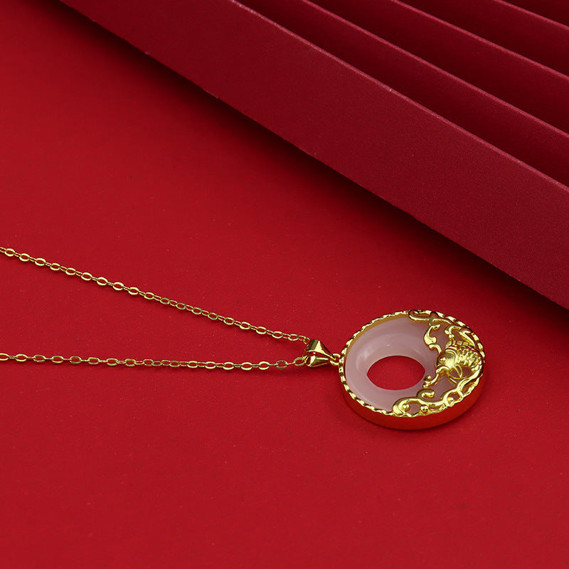 White Jade Koi Fish Necklace for Prosperity & Protection