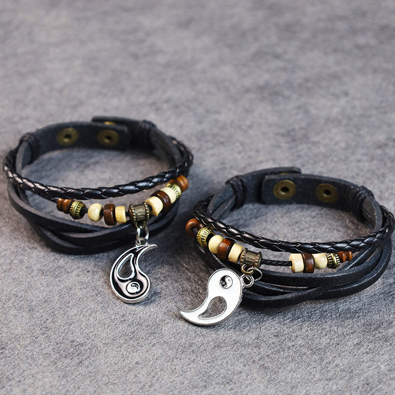 Unisex Copper Yin Yang Balance Bracelet for Couples