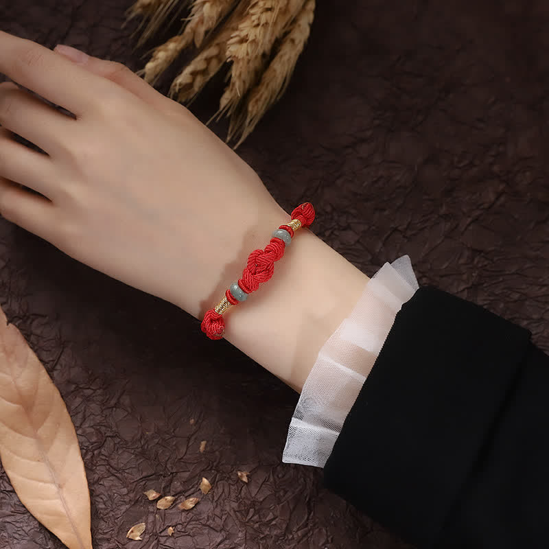 Adjustable Red String Jade Bracelet for Good Luck & Prosperity