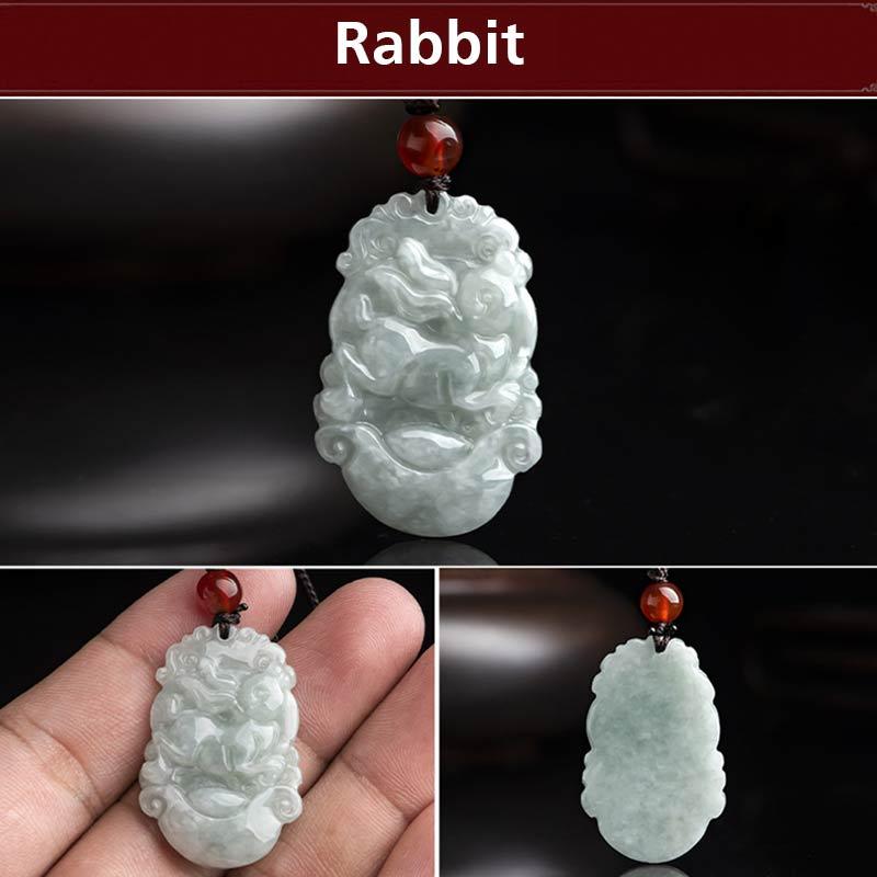 Unisex Jade Chinese Zodiac Success Pendant Necklace