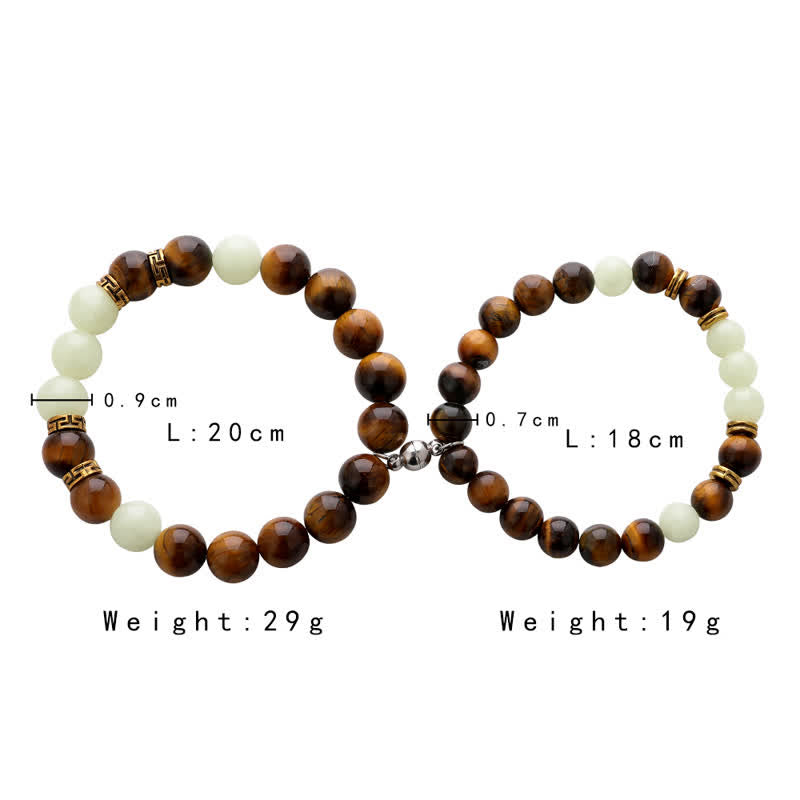 Unisex Tiger Eye Glowstone Protection Couple Bracelet