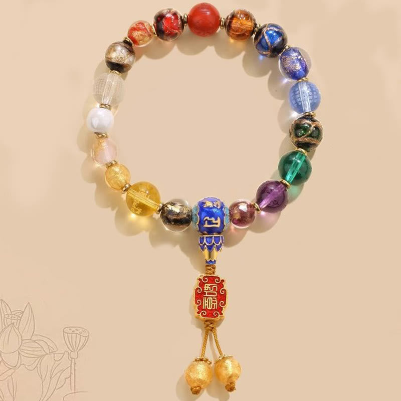Om Mani Padme Hum Tibetan Wrist Mala | 18 Incense Ash Liuli Glass Beads