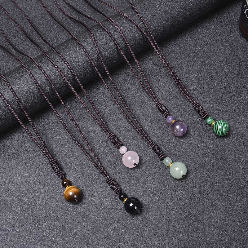 Unisex 70cm Jade Necklace with Tiger Eye and Amethyst Beads