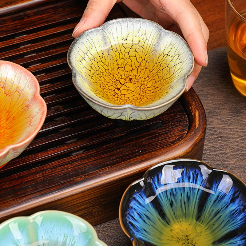 6pcs Plum Blossom Ceramic Jianzhan Tea Cup Set
