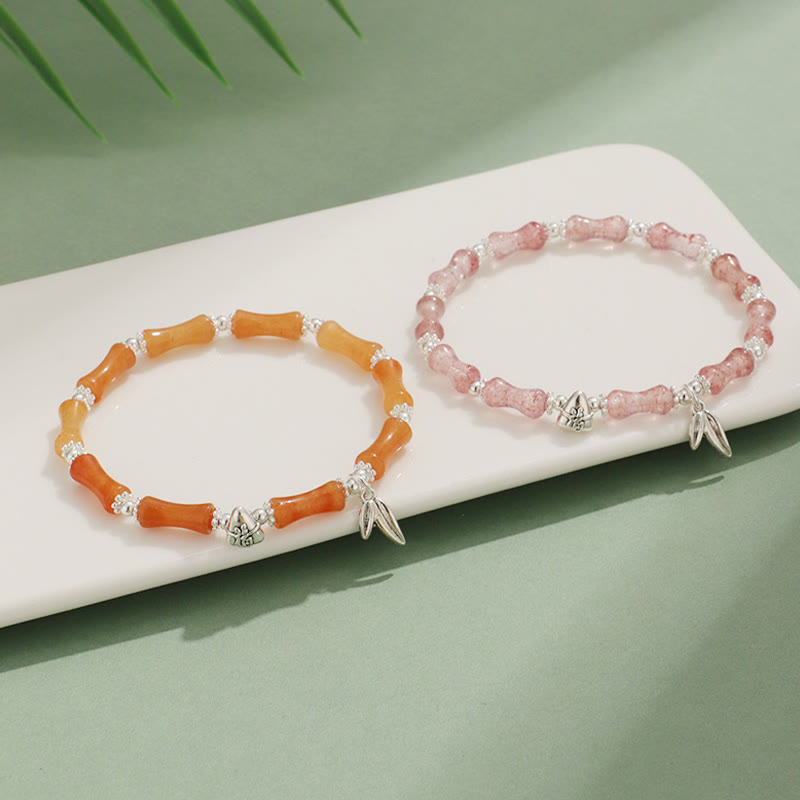 Peridot White Jade Bamboo Fu Symbolic Luck Bracelet