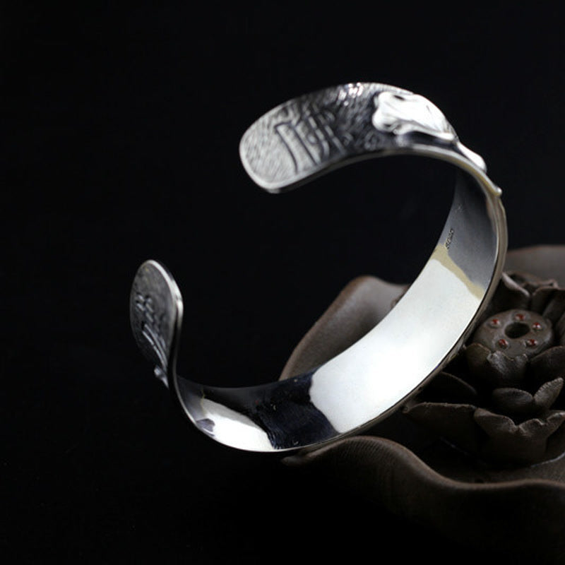 Lotus Flower Calm Bracelet in 925 Sterling Silver Adjustable