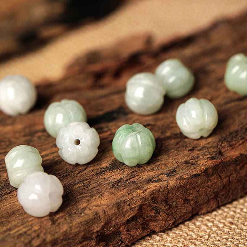 White Jade Peace Buckle Pumpkin Bead Bracelet for Protection