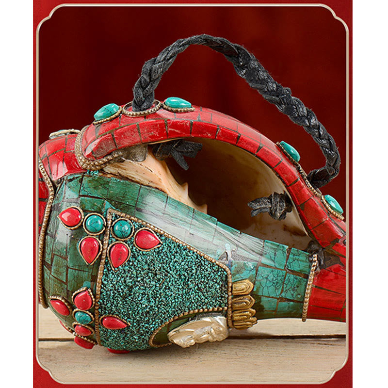 Tibetan Turquoise Shankha Conch Shell Zen Positive Decoration