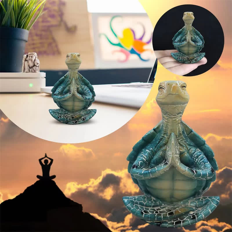 Tibetan Yoga Meditating Turtle Resin Statue for Wisdom