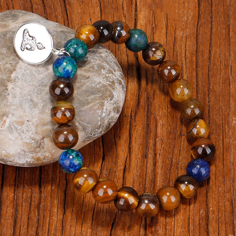108-Beads Tiger Eye Strength Bracelet with Buddha Tassel