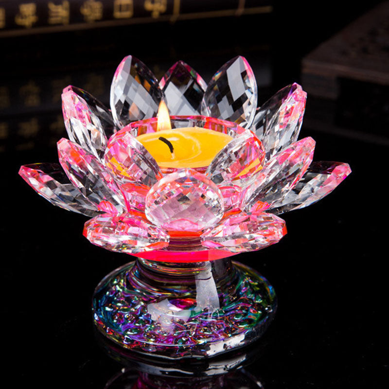 Citrine & White Crystal Tibetan Lotus Candlestick Ornament